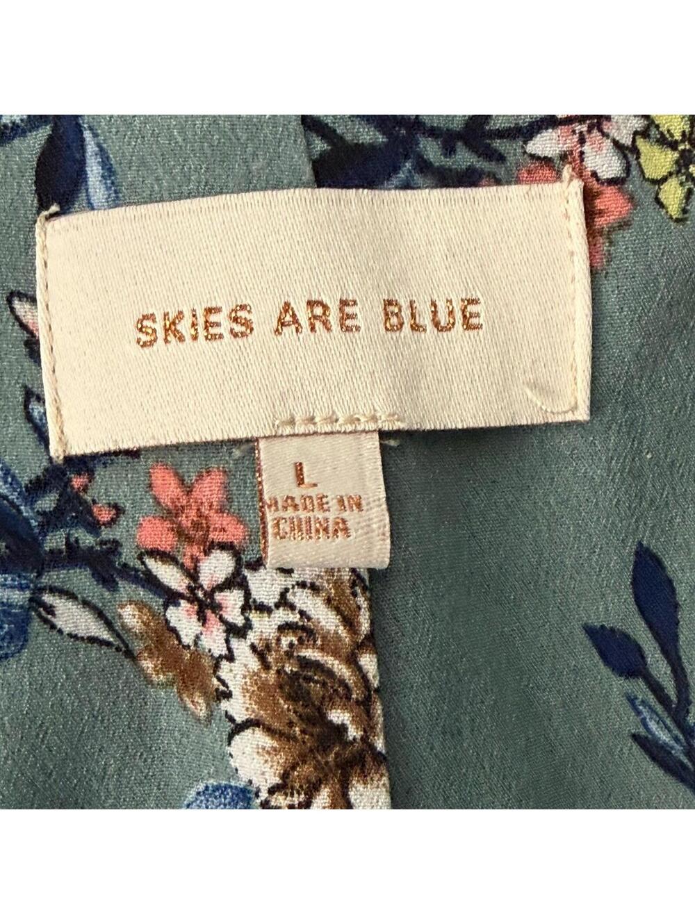 Skies Are Blue Open Blazer Jacket  3/4 Sleeve Floral Lined Blue Gray Large - Picture 3 of 9